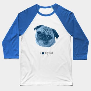 Dogs - Pug blue Baseball T-Shirt